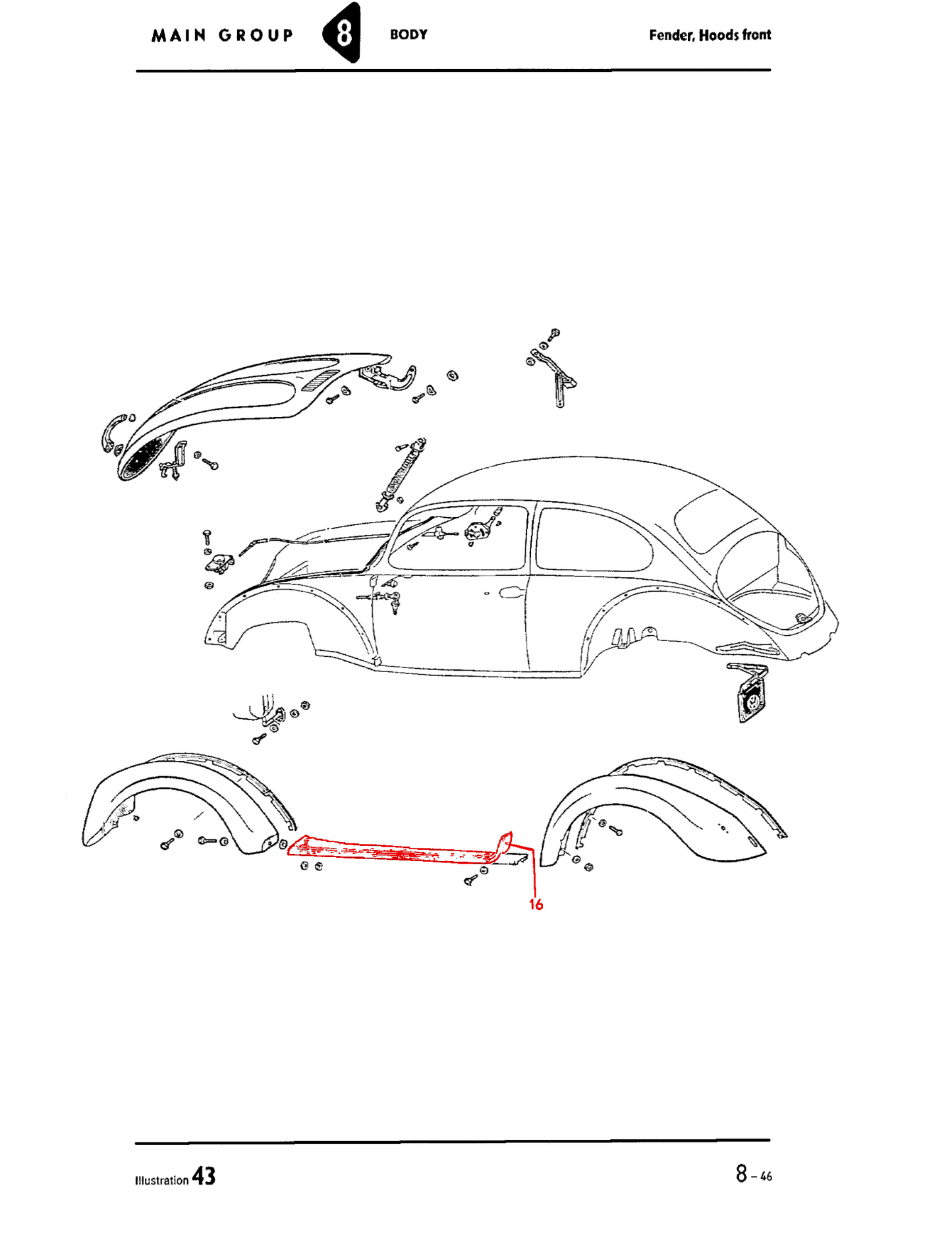 Bug 46-79 Running Board Rubber Black Left & Right