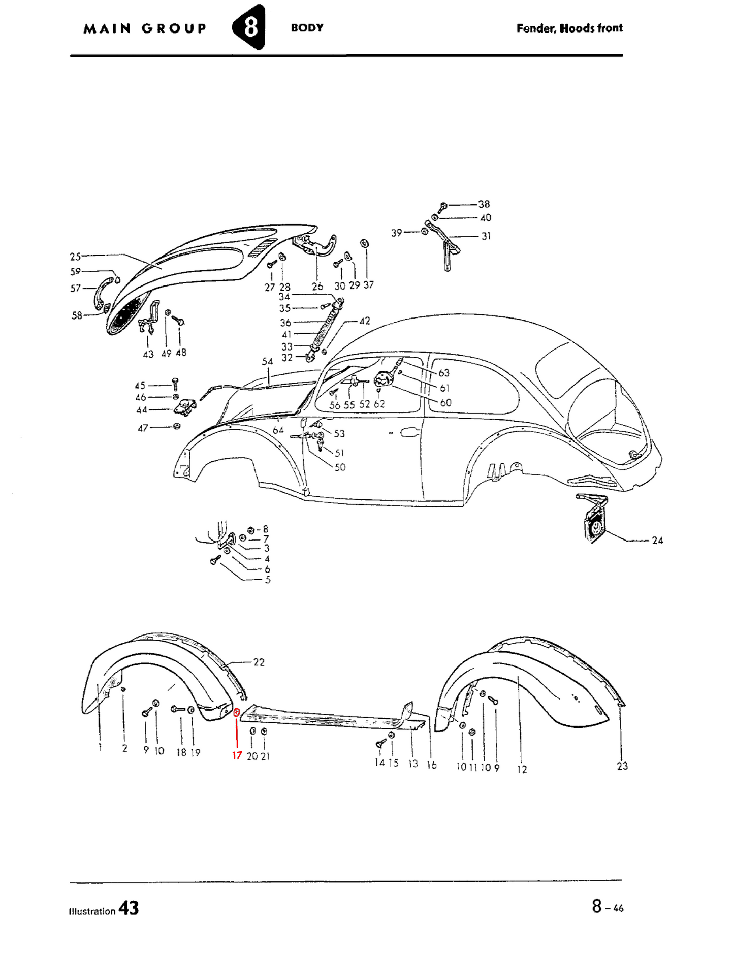 Bug, Super Beetle Rubber Spacer, Running Boards/Fenders