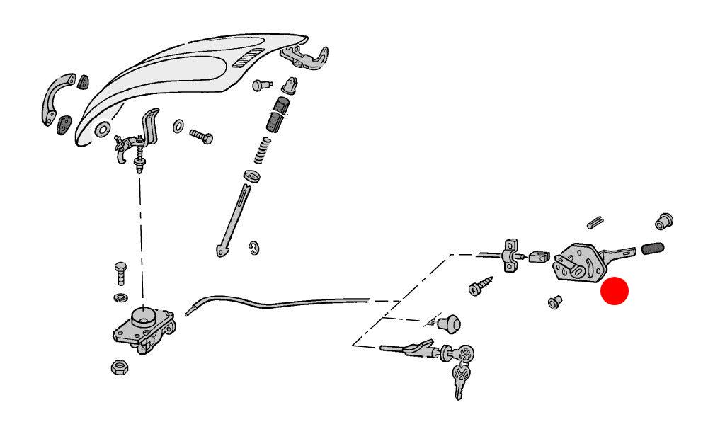 111-823-651 VW Beetle, Super Beetle & Ghia Hood Release Lever (1968-1979)
