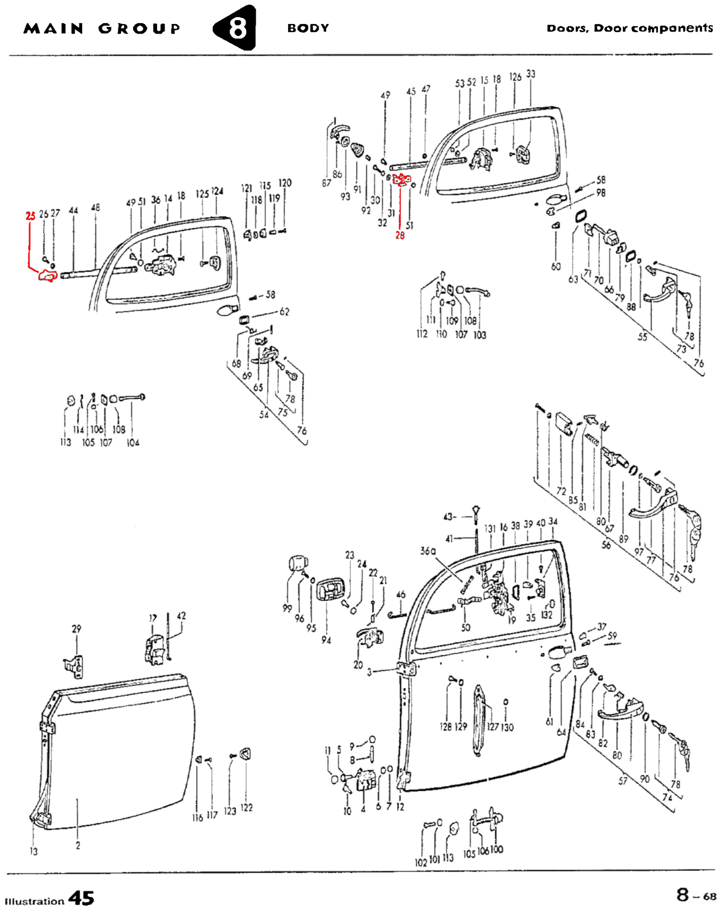 Bug 56-66 Door Release Mechanism, Right