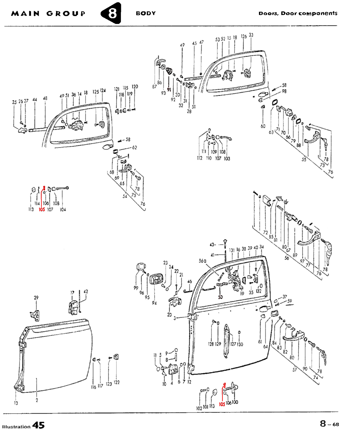 Bug 62-79 Door Check Rod Pin