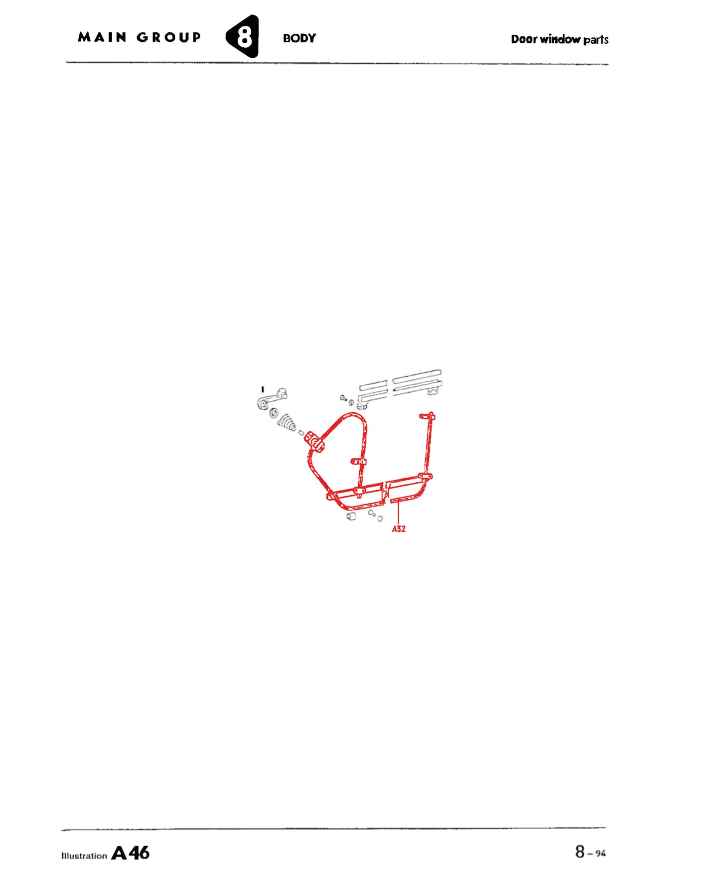 Bug 65-67 Window Regulator, Right
