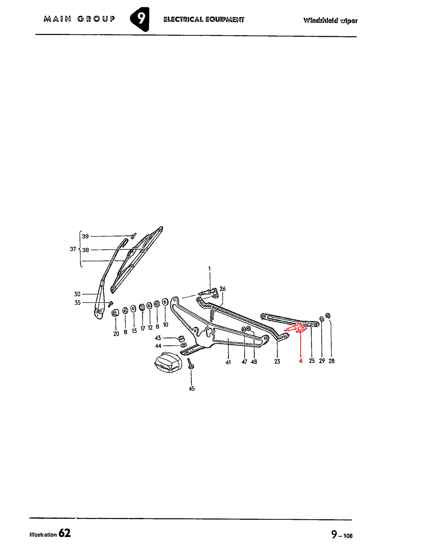 Bug 58-64 Wiper Shaft Pivot 2 Pin Right