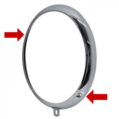 Headlight Chrome Trim Ring, ^66 Diagonal Adjusting Screws