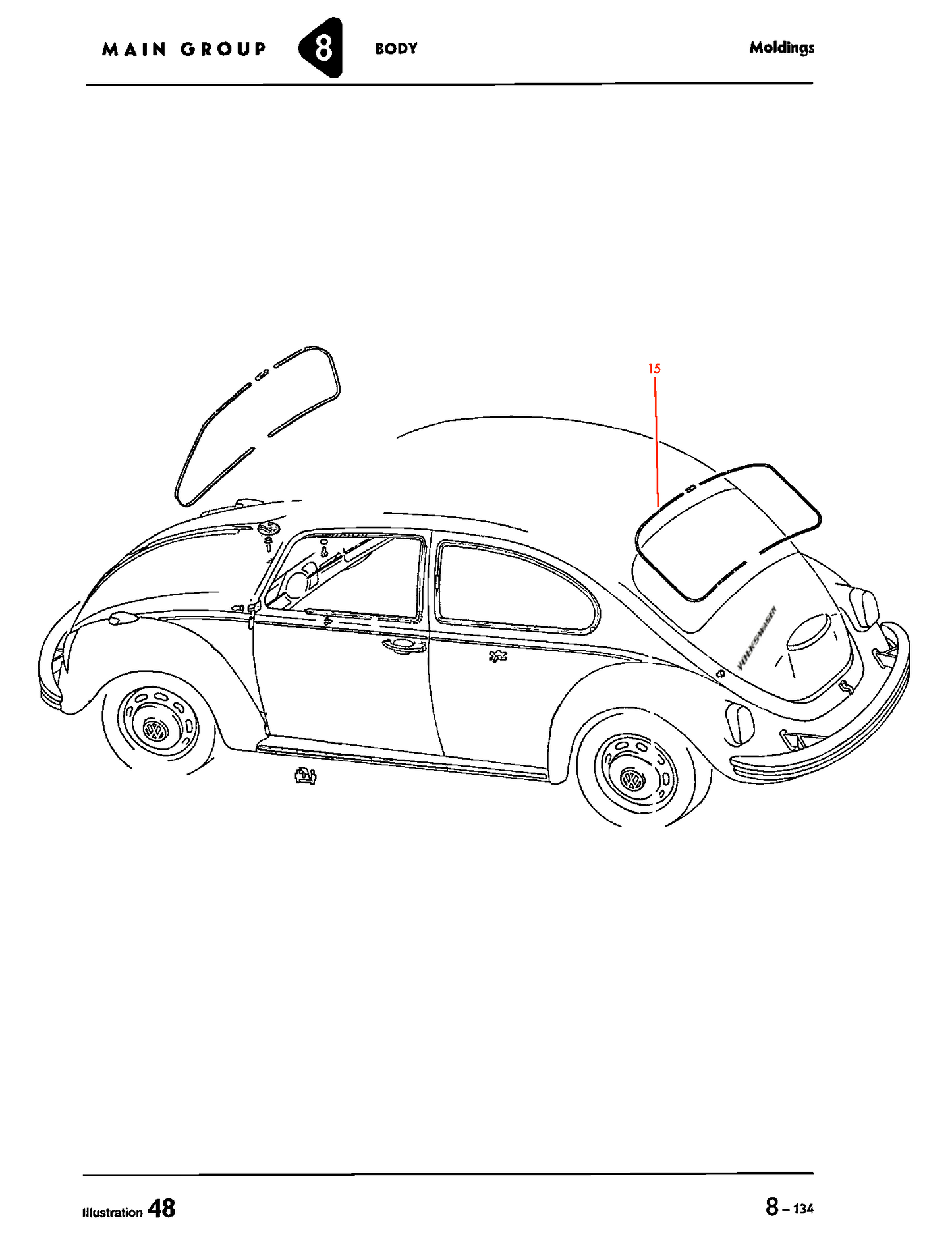 Bug 58-64 Rear Window American Trim Sedan