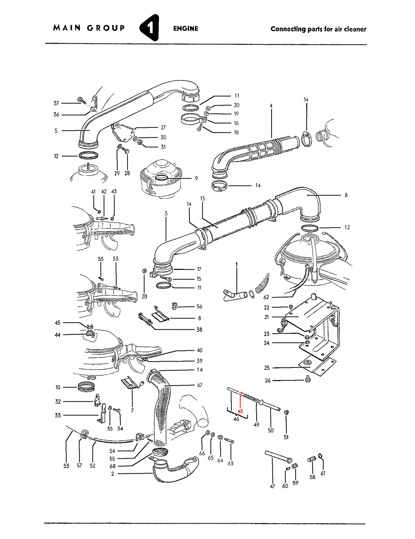 Bug ^65, Ghia ^65, Bus ^62 Accelerator Guide Spring Seat / Retaining Clip