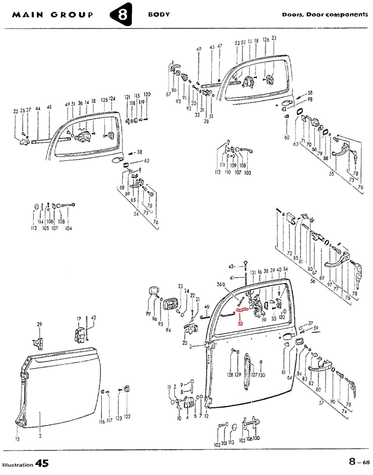 Bug, Ghia, T2, T3 67-79 Vanagon 85-91 Door Lock Rod Spring clip
