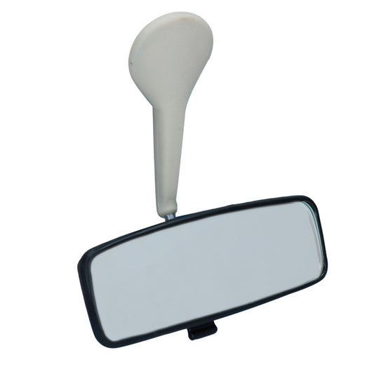 Bug 68-77 Interior Rearview Mirror Sedan White Stem Black Frame