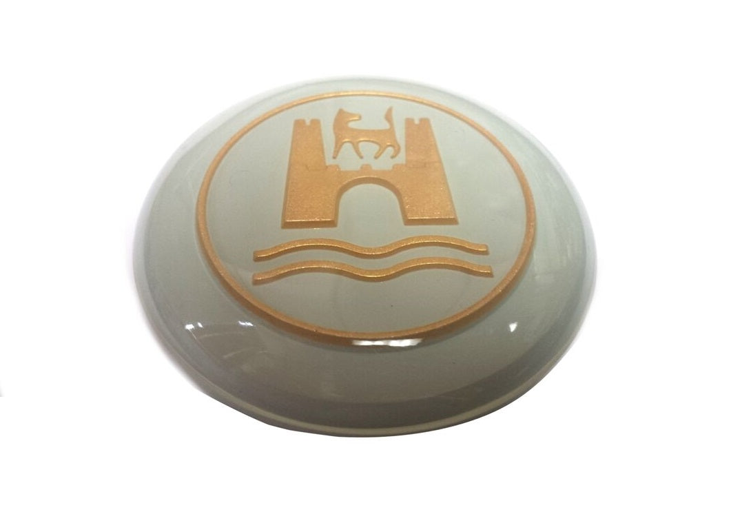 Wolfsburg Crest Horn Button, Grey/Gold