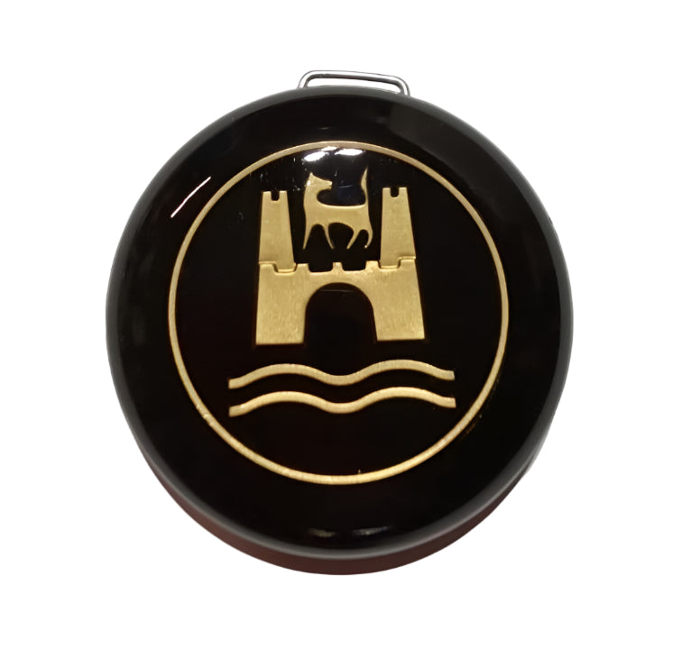 Wolfsburg Crest Horn Button, Blk/Gold