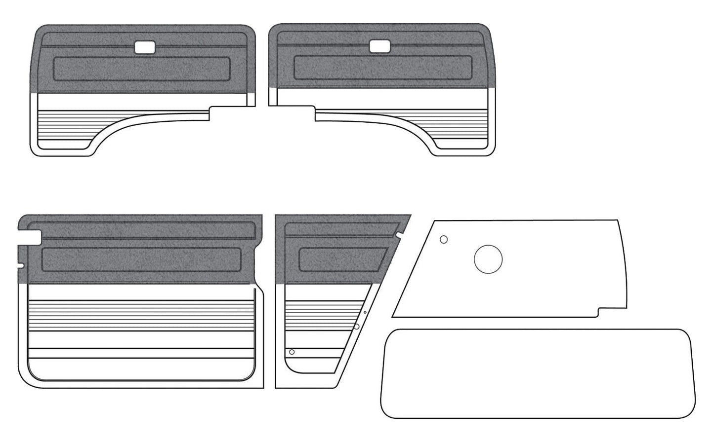 Deluxe Panel Sets - 6pc. - Cloth Upper 2/3 with Vinyl Lower - 1980-84 Vanagon Westfalia GL/Carat