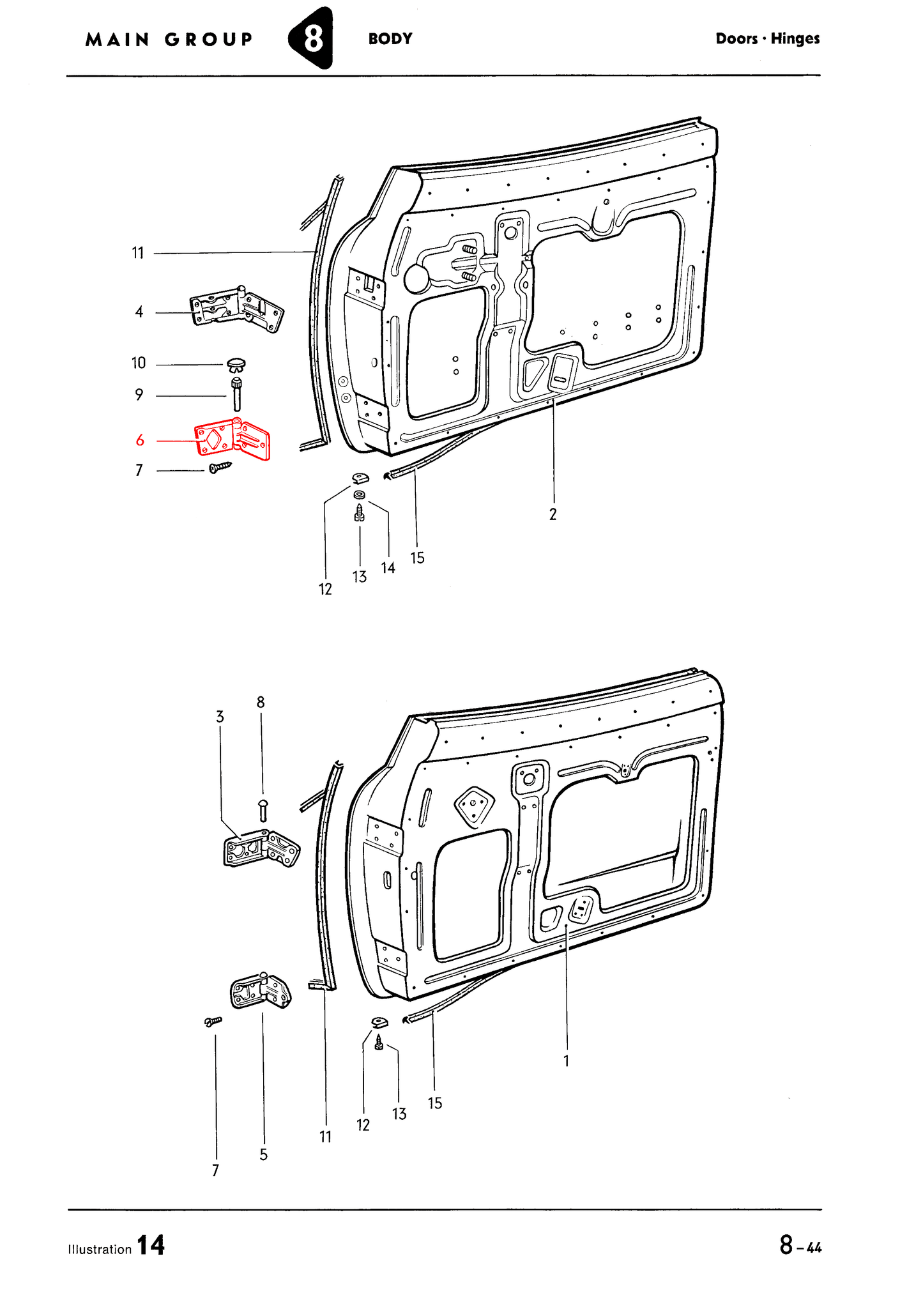 VW Ghia 60-74 Lower Door Hinge Right Side