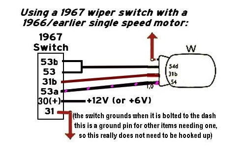 T1 61-67, Bus 68-72, T3 67, Wiper Switch Two Speed