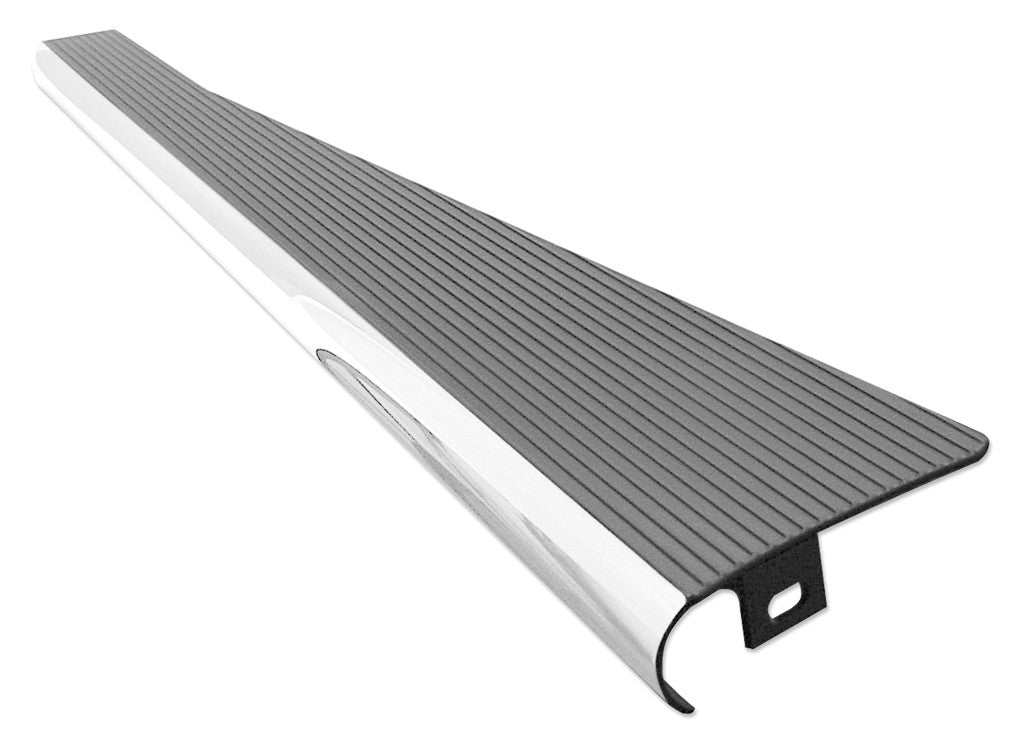 Billet Look Running Boards, Black Satin, Polished Edge, Vintage Style, Pair