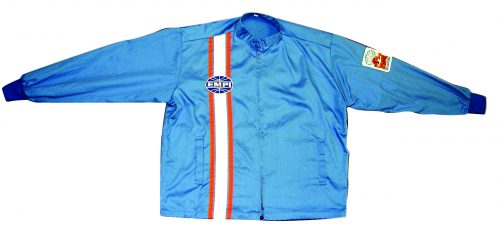 EMPI Jacket blue Cotton blend with orange and white racing stripe