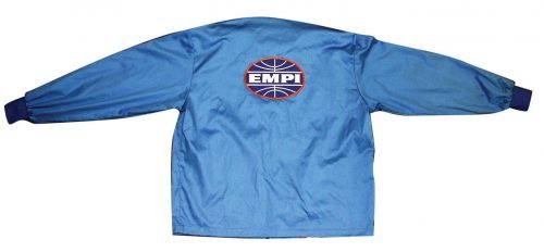 EMPI Jacket blue Cotton blend with orange and white racing stripe
