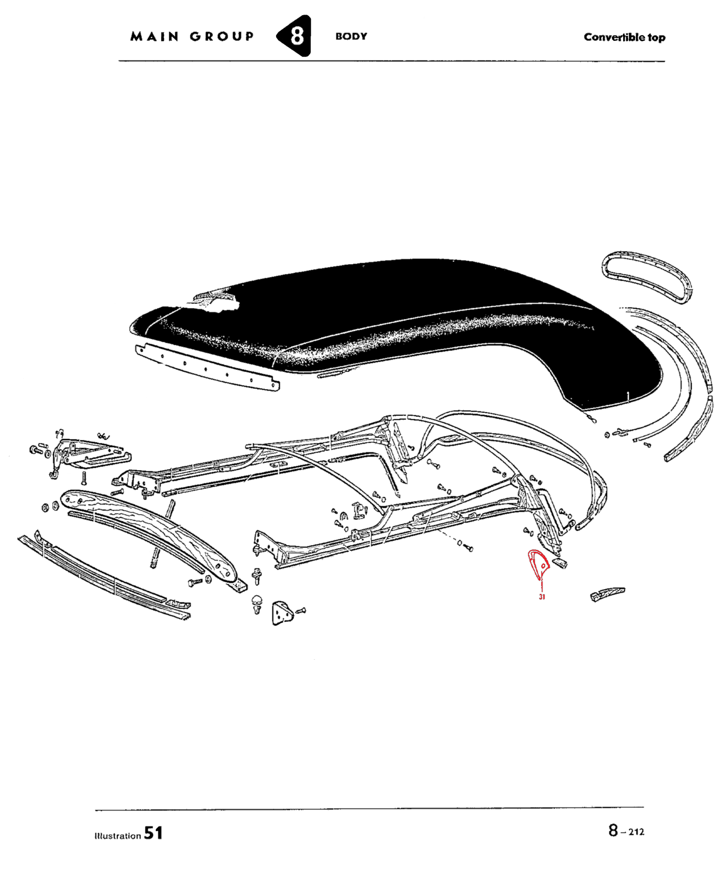 Bug 68-70, SB 71-79 Convertible Frame Hinge Covers Black Pair