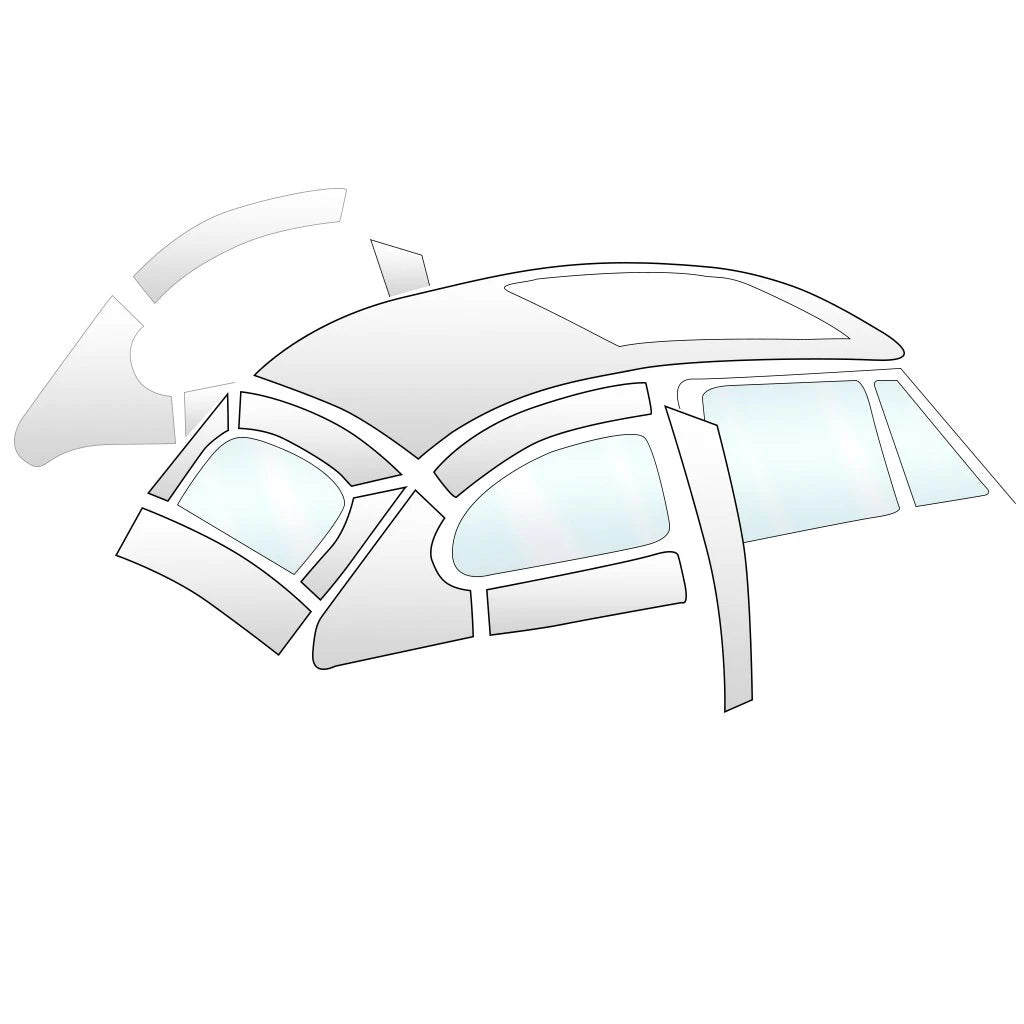 1947-54 Bug Sedan, Headliner Original Style W/Post, W/Ragtop Sunroof Perforated Vinyl