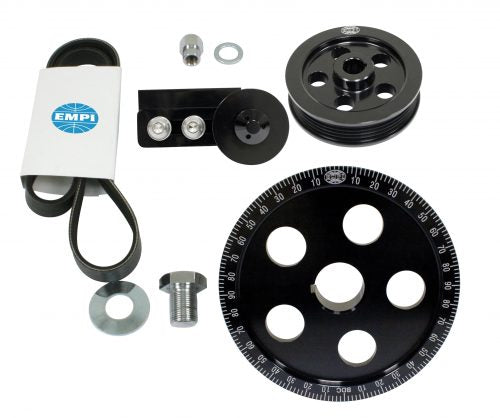 Serpentine Belt Pulley System, Anodized/Polished