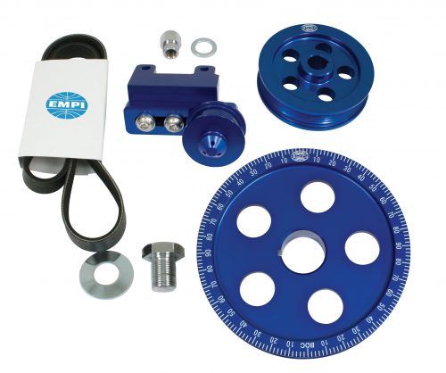 Serpentine Belt Pulley System, Anodized/Polished