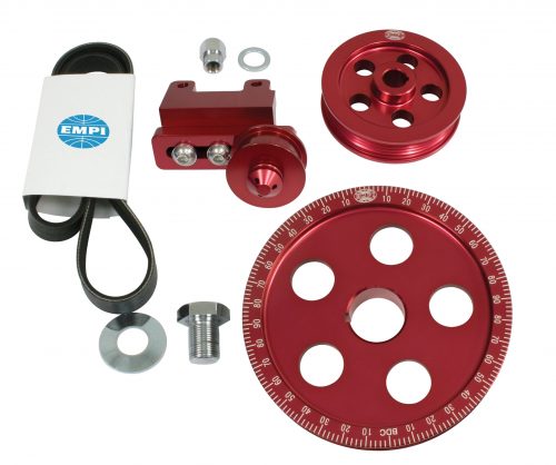 Serpentine Belt Pulley System, Anodized/Polished