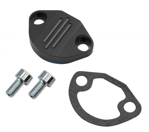 Billet Fuel Pump Block-Off with Hardware, Black