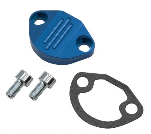 Billet Fuel Pump Block-Off with Hardware, Blue