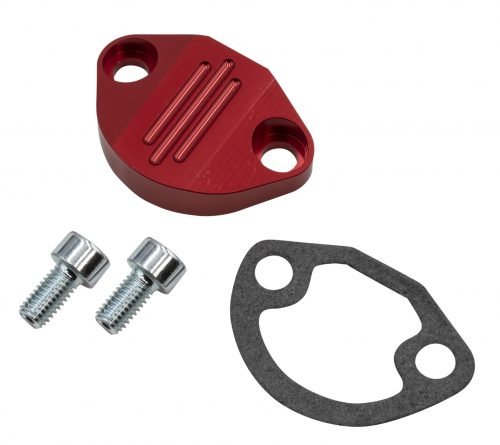 Billet Fuel Pump Block-Off with Hardware, Red