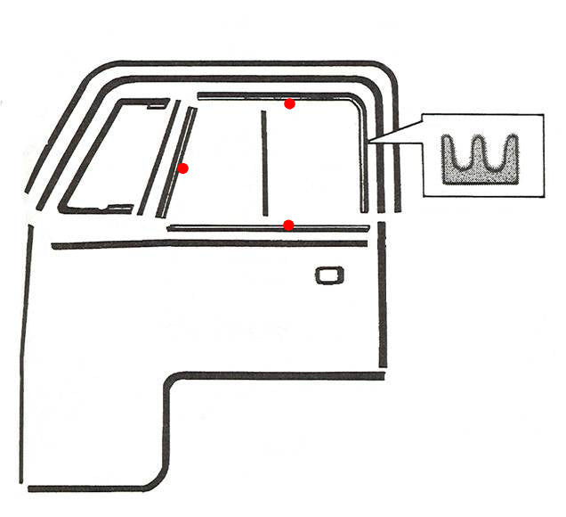 T2 50-67 Front Doors Felt Channel Set for Sliding Glass Left & Right