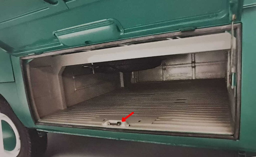 Bus 64-71 STRIKER PLATE REAR HATCH & TREASURE CHEST