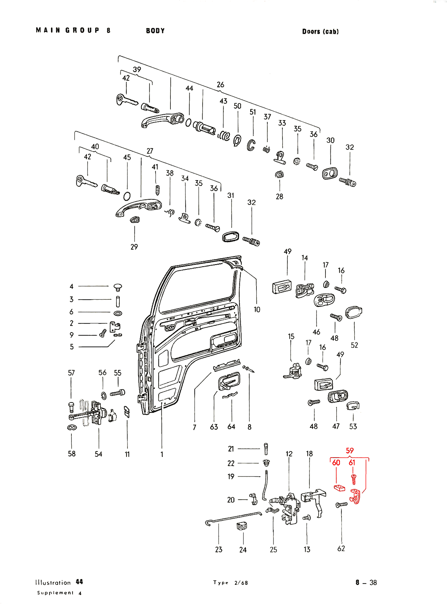 Bus 68-79 Door Striker Left 2 Hole