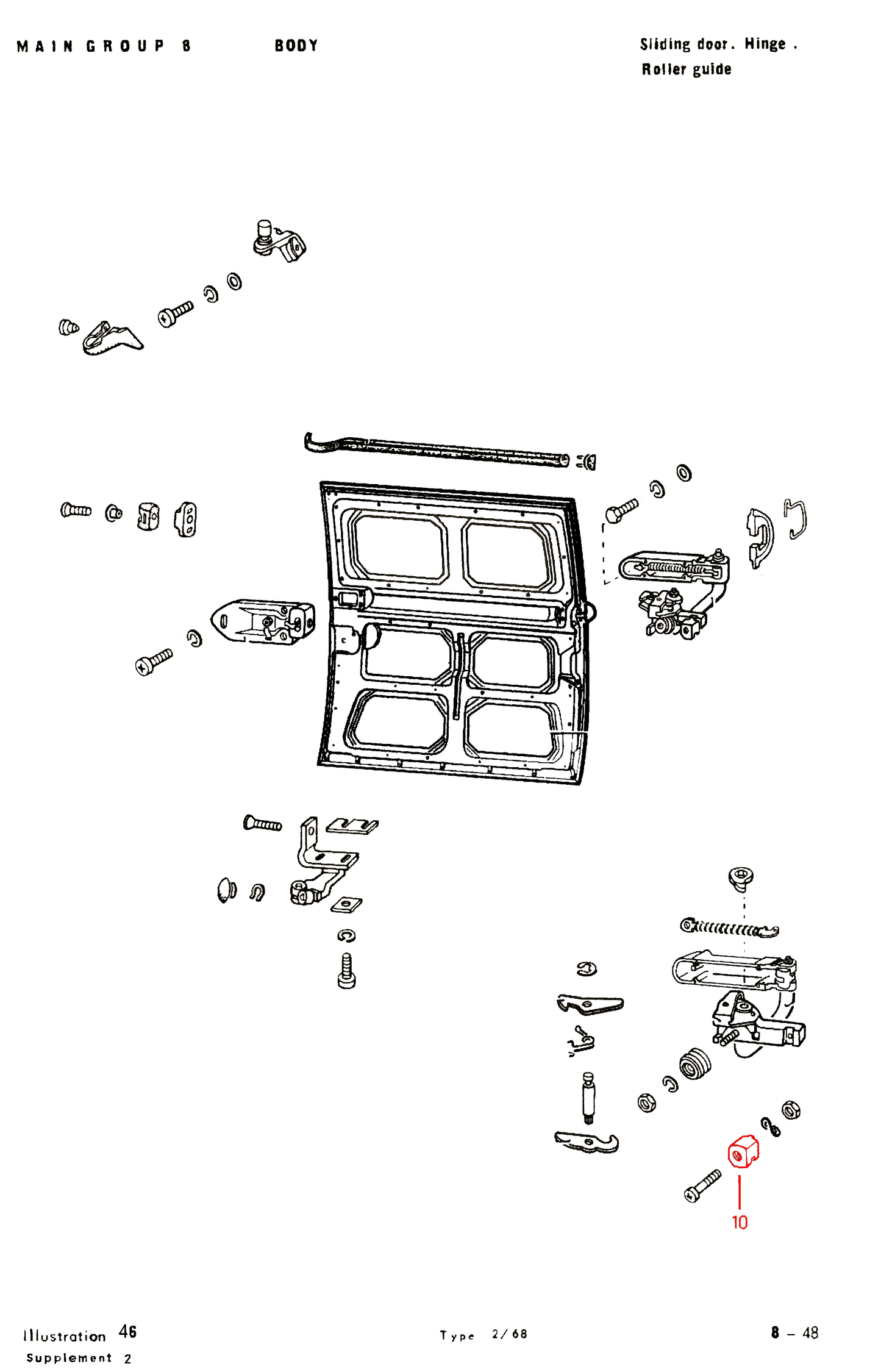 Bus 68-79 Guide / Bushing Sliding Door Mechanism