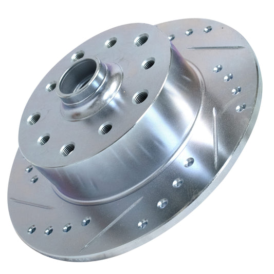 Brake Rotor Front Double Drilled 5 x 130 Porsche & 5 x 4.75 Chevy – Directional Drilled, Slotted & Chamfered (Zinc)