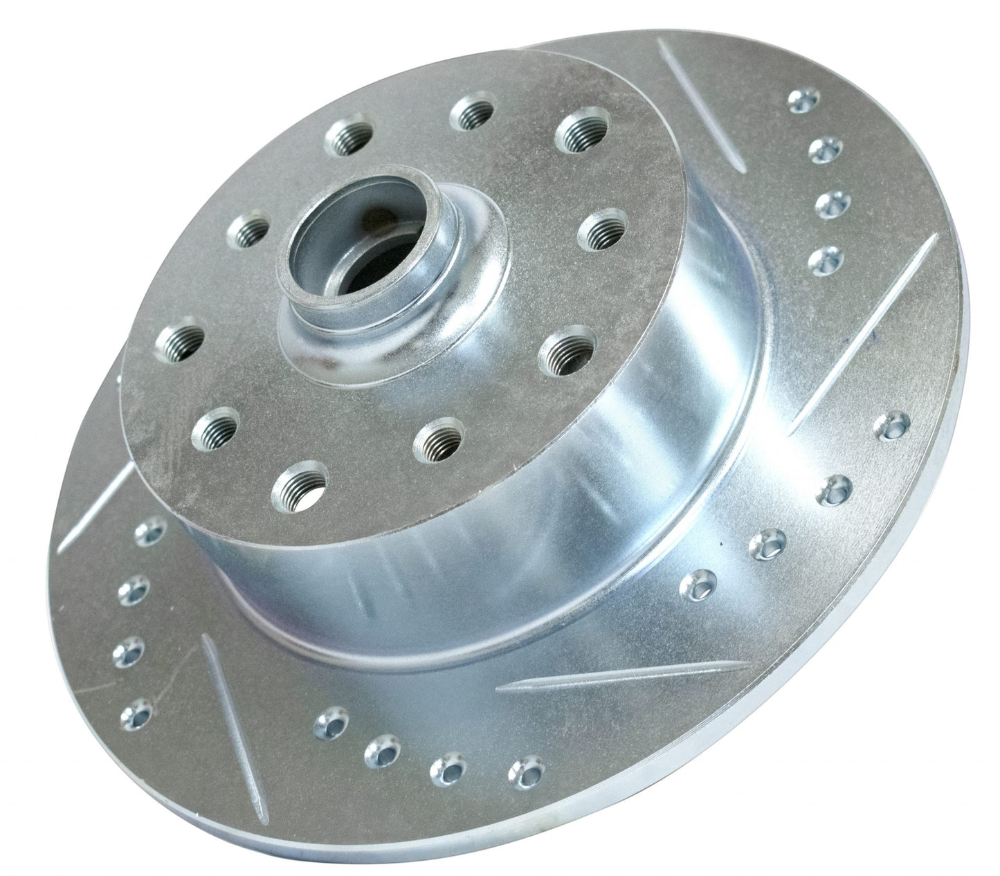 Brake Rotor Front Double Drilled 5 x 130 Porsche & 5 x 4.75 Chevy – Directional Drilled, Slotted & Chamfered (Zinc)