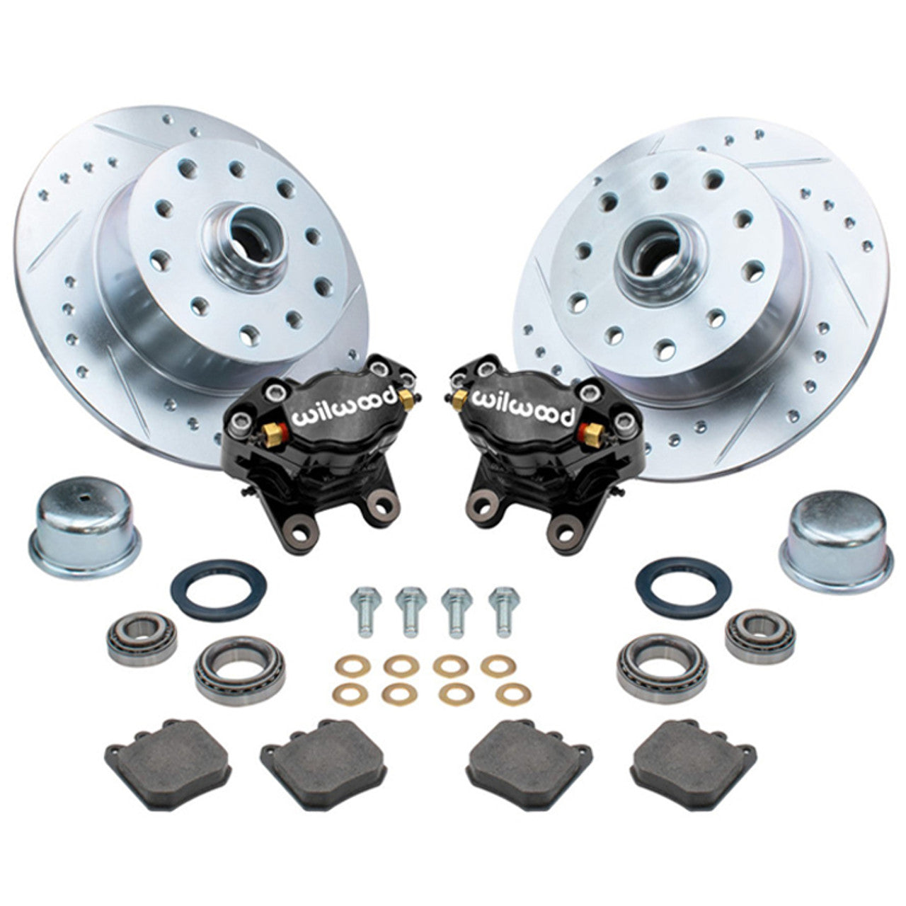 EMPI Ball Joint Front Disc 5/130 Drilled & Slotted Brake Kit with Wilwood Calipers / Black