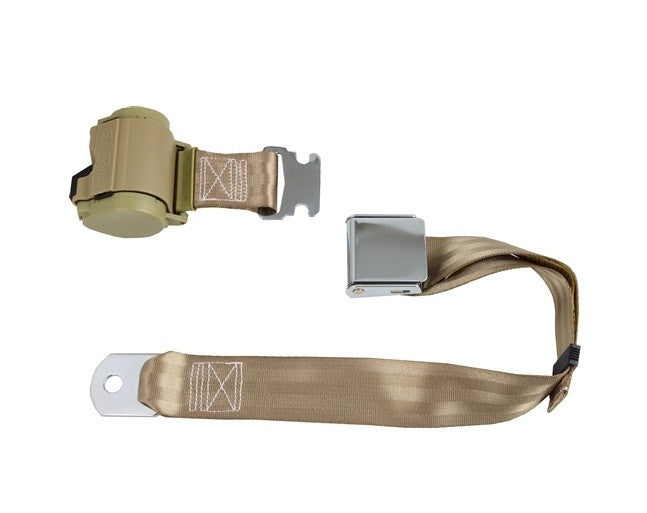 Retractable Lap Belt With Classic Chrome Aviation-Style Lift Buckle