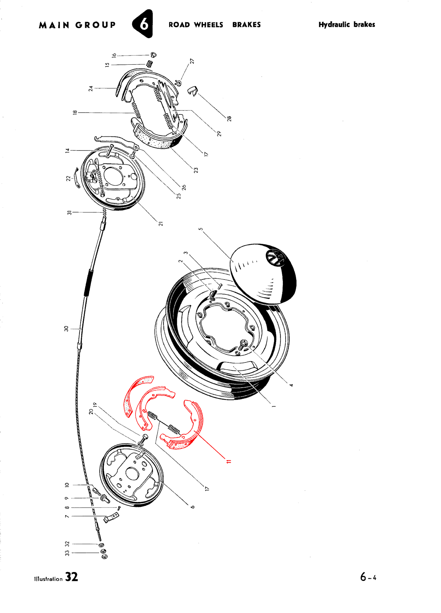 EMPI Brake Shoe Set, Front T-2 64-70 (297N)