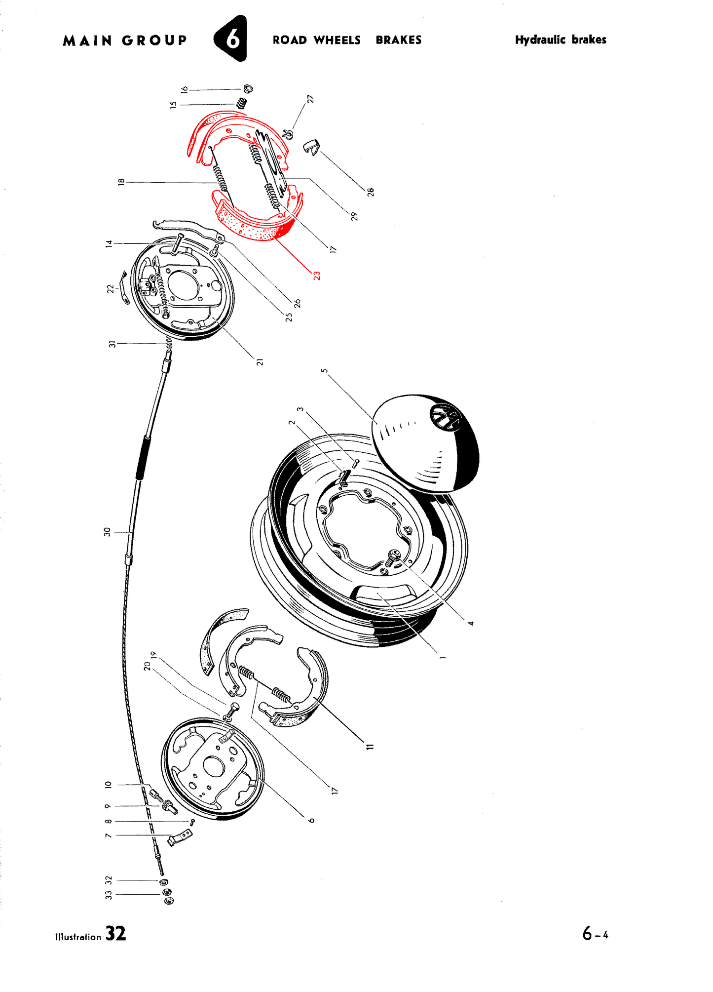Bus 64-70, Rear Brake Shoe Set