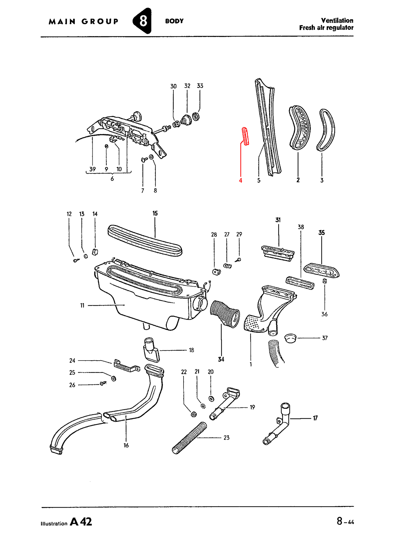 Bug 68-77, Sedan Rear Defrost Vents Off-White 6 pc