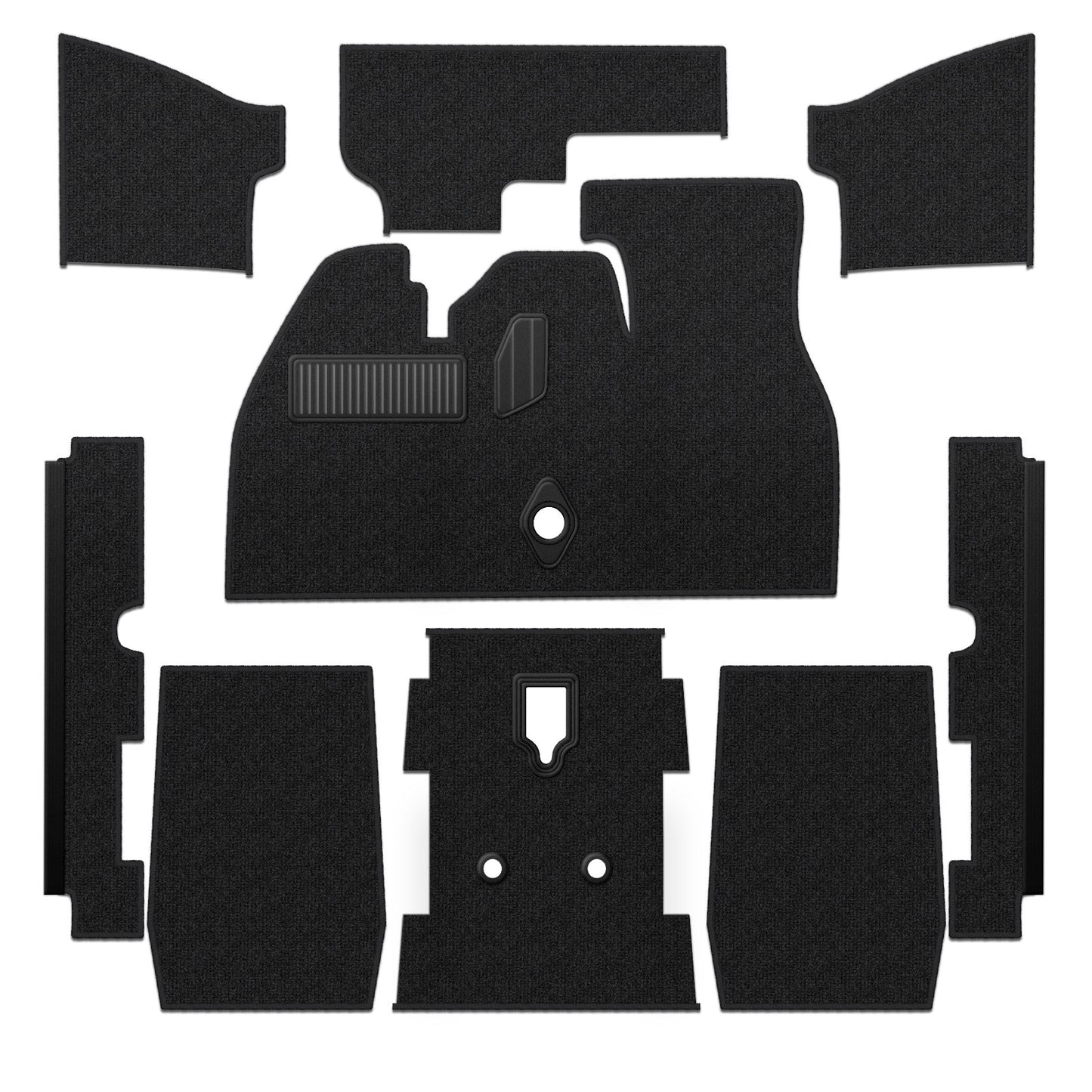 1973-77 Super Beetle Sedan Deluxe Carpet Kit W/Grommets 9pc (W/Footrest) - Premium Loop