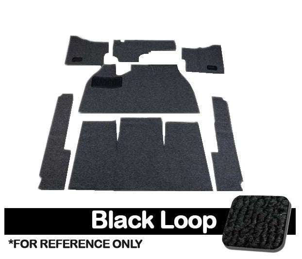 VW Carpet Kit 7pc. (Without Footrest) W/Heater Grommets 1958-68 VW Bug Sedan
