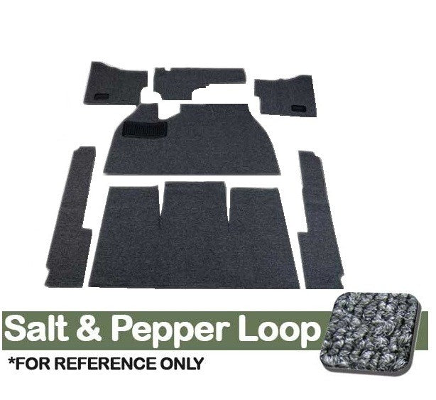 VW Carpet Kit 7pc. (Without Footrest) W/Heater Grommets 1958-68 VW Bug Sedan