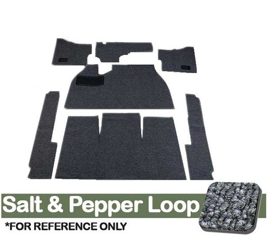 VW Carpet Kit 7pc. (Without Footrest) W/Heater Grommets 1958-68 VW Bug Sedan