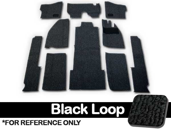 VW RHD Carpet Kit 10pc. (Without Footrest) Heater Grommets 1966-68 VW Bug Sedan