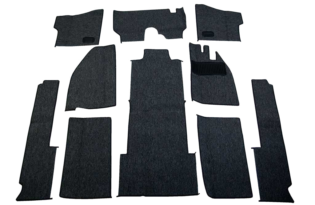 1966-68 Bug Sedan Carpet Kit RHD, (W/O Footrest), w/Heater Grommets, 10 pc. Premium Loop