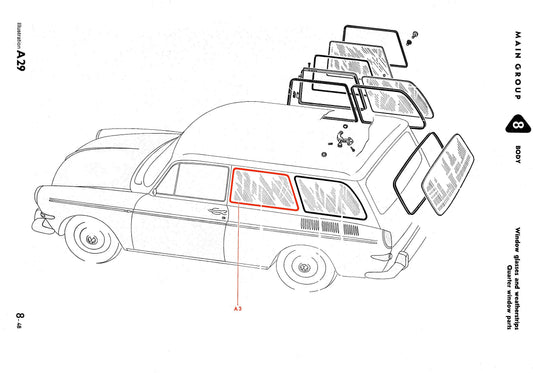 T3 61-73 Squareback Front Quarter Cal Seal Non-Popout Left & Right