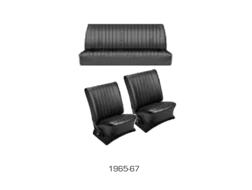65-67 Squareback Front & Rear Seat Upholstery Red Encore Velour