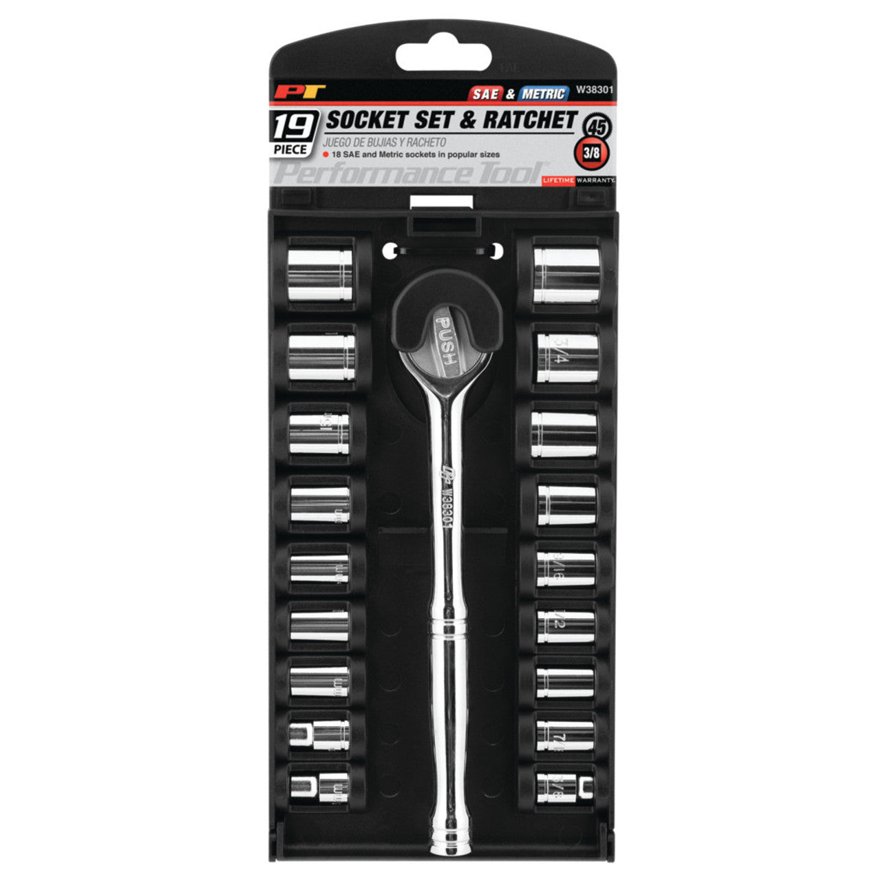 19 pc. 3/8" Dr. Socket Set Metric & SAE