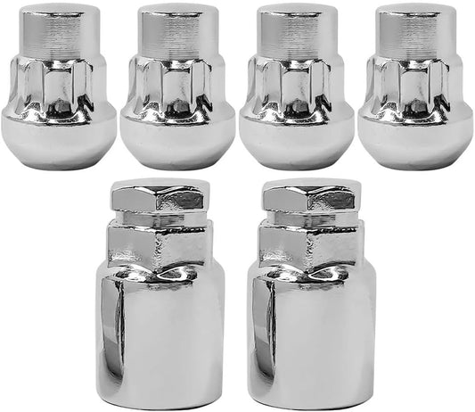 AC698-2709 VW 12x1.5 Ball Seat Locking Lug Nuts - Chrome (Set of 4+2 Keys)