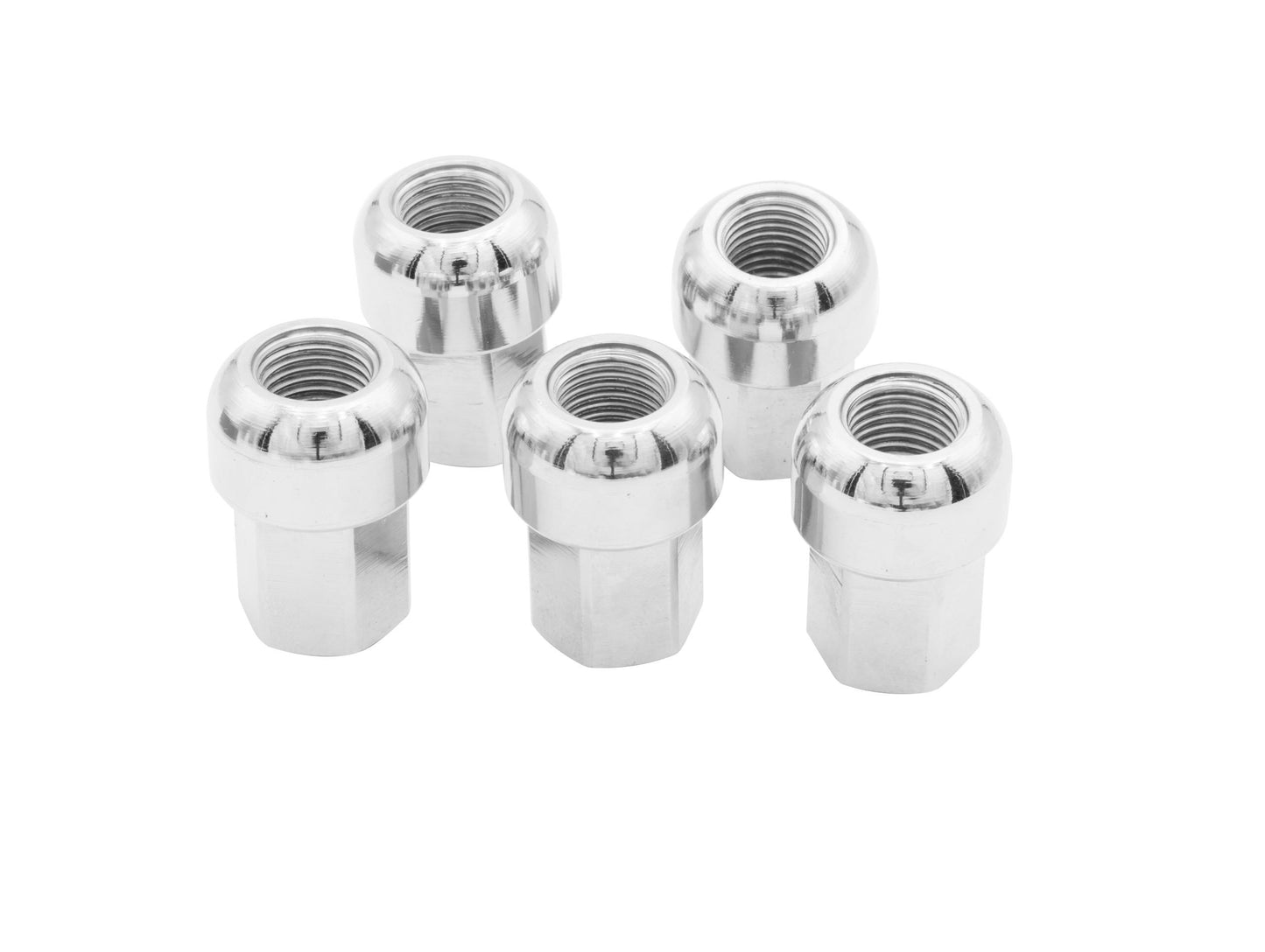Porsche Style Alloy Tall Lug Nuts, Aluminum, Chrome Finish, Set of 5